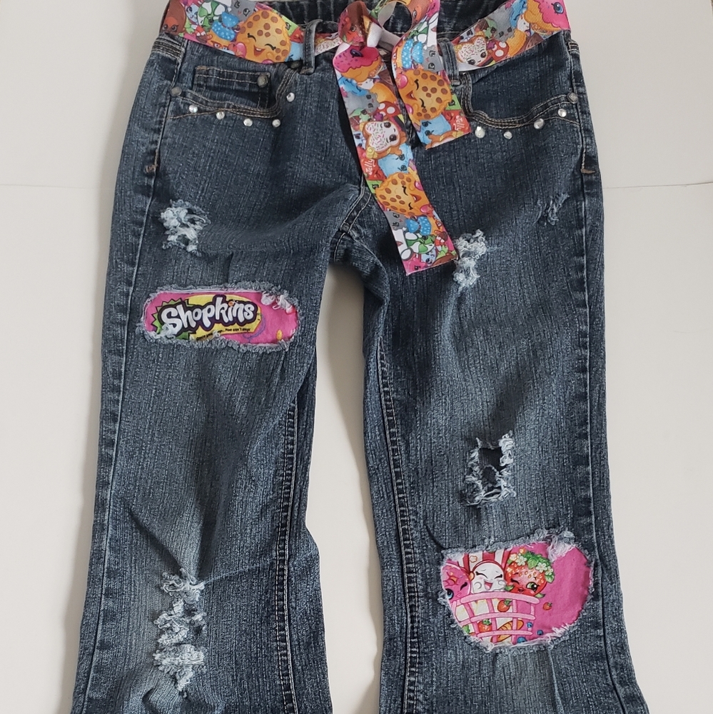 Girls custom Distressed Shopkins Jean's size 10